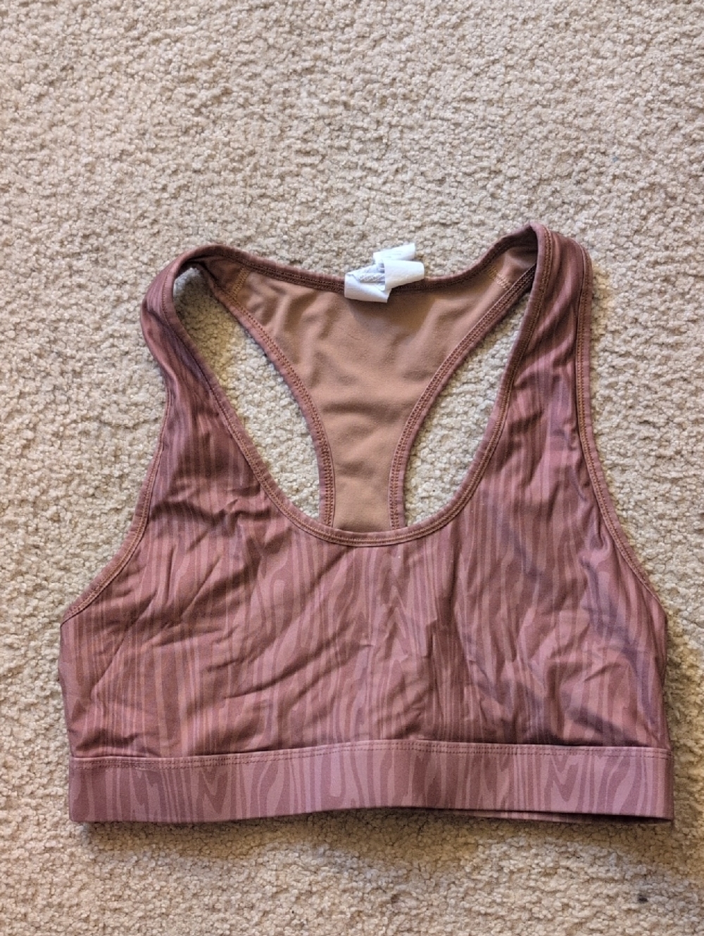 Fabletics Dusty Mauve Ribbed Racerback Sports Bra